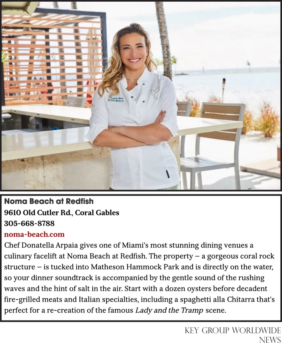 Miami New Times, January 31, 2023: Donatella on the terrace above NOMA BEACH’s entry in “The Ten Best Romantic Restaurants in Miami”